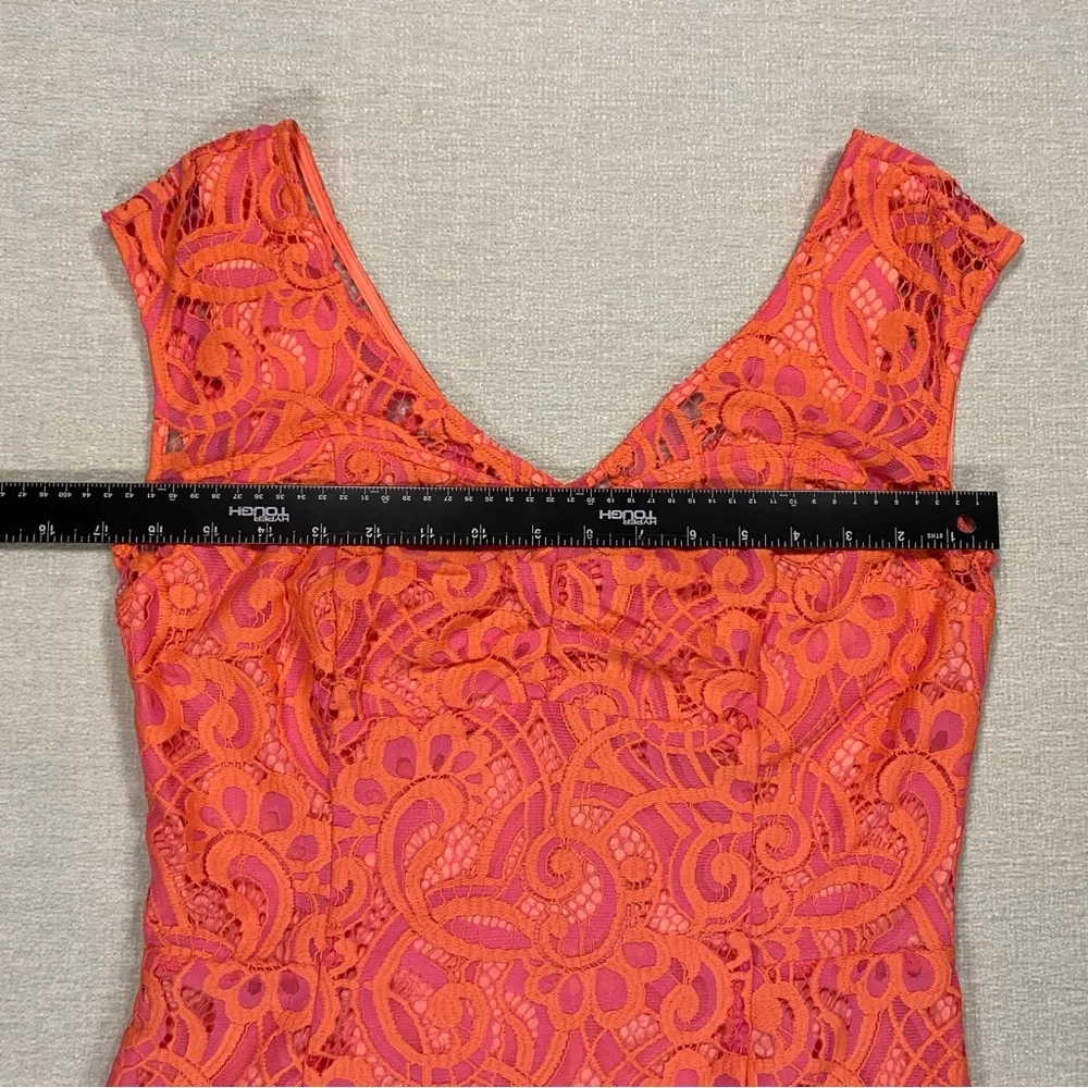 ๐ชธ 8 Lilly Pulitzer Rosaline Dress Lace Lined V Neck Pink and Orange Coral - Picture 6 of 11